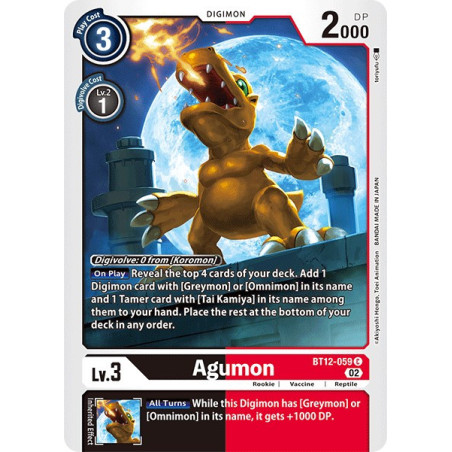 Digimon_TCG_BT12-059_Agumon_Common_Across_Time_Card_Game