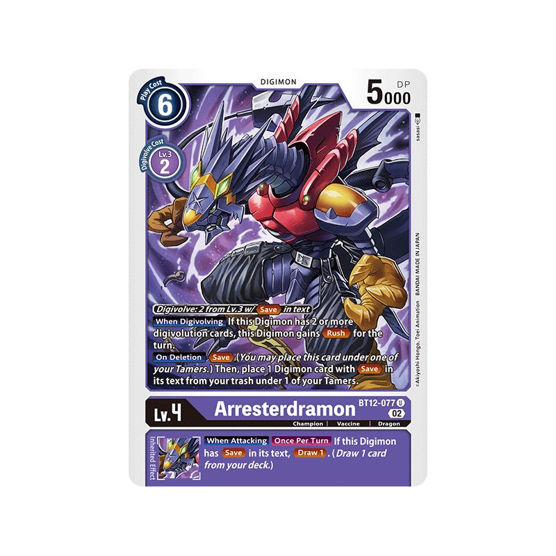 Digimon_TCG_BT12-077_Arresterdramon_Uncommon_Across_Time_Card_Game