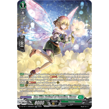 Vanguard_TCG_card_DZ-BT11_SR35EN_SR_One_Who_Arrived_at_Paradise_Florus_Symphony_of_Might_Bloom
