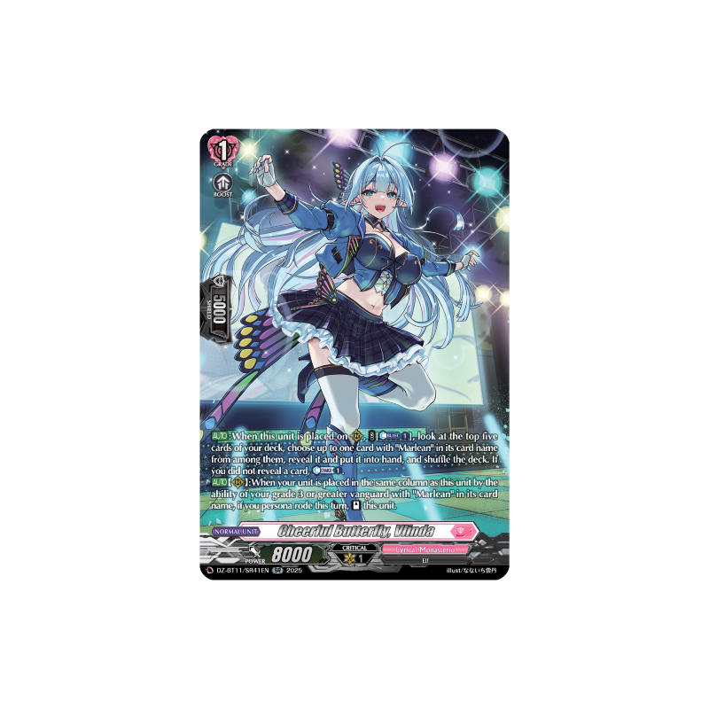 Vanguard_TCG_card_DZ-BT11_SR41EN_SR_Cheerful_Butterfly_Vlinda_Symphony_of_Might_Bloom