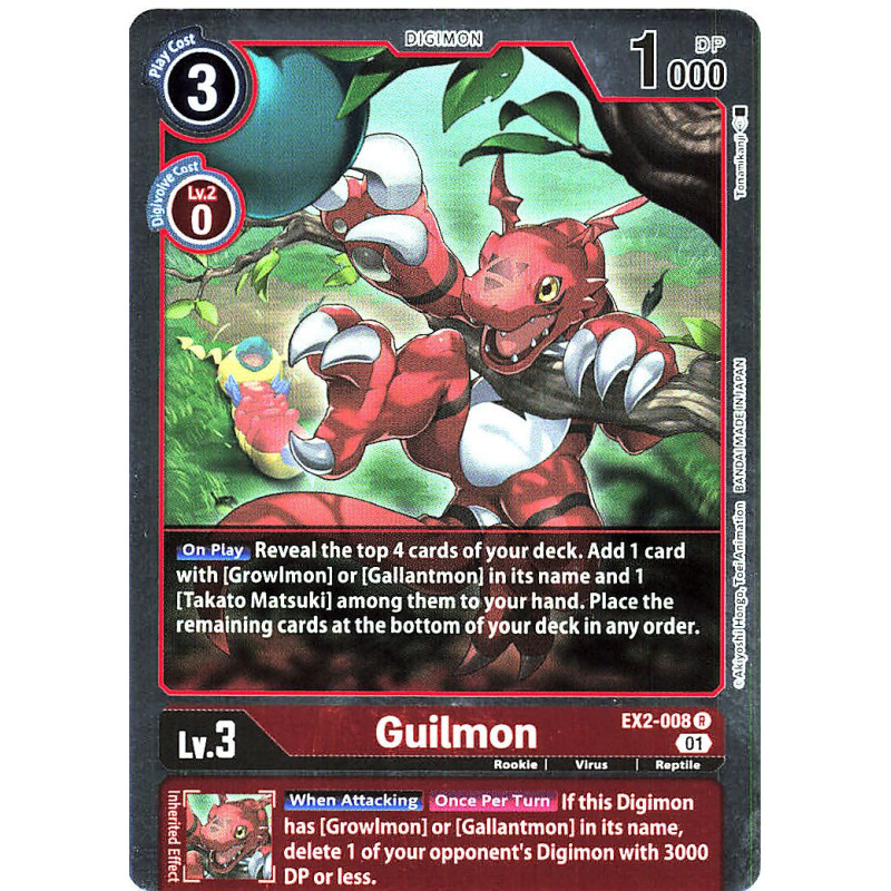 Digimon_TCG_EX2-008_Guilmon_Rare_Digital_Hazard_Card_Game
