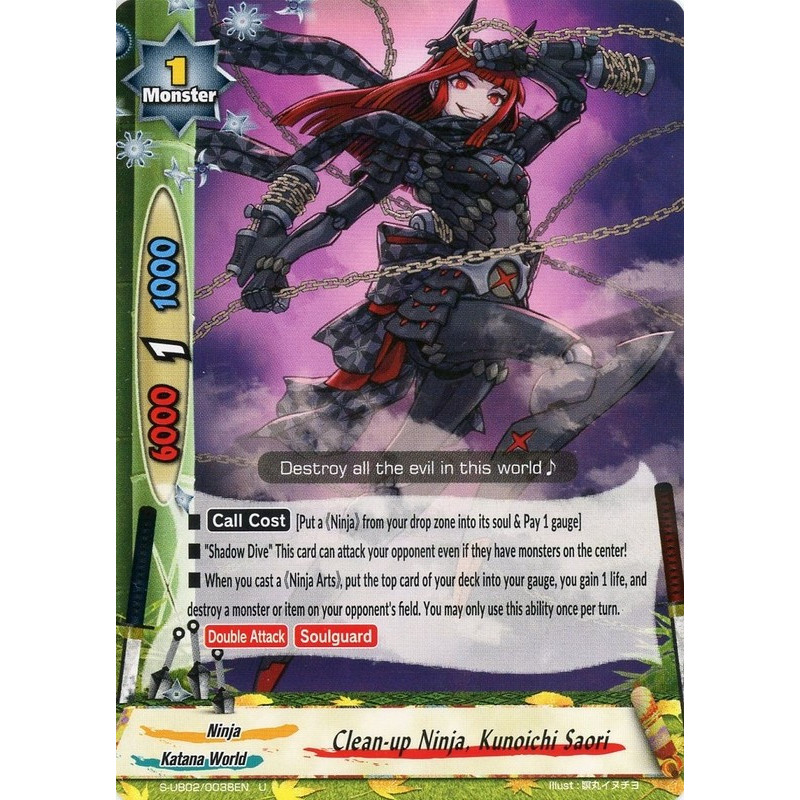 buddyfight-tcg-card-foil-s-ub02-0038en-foil-u-clean-up-ninja-kunoichi-saori-miracle-fighters-miko-mel