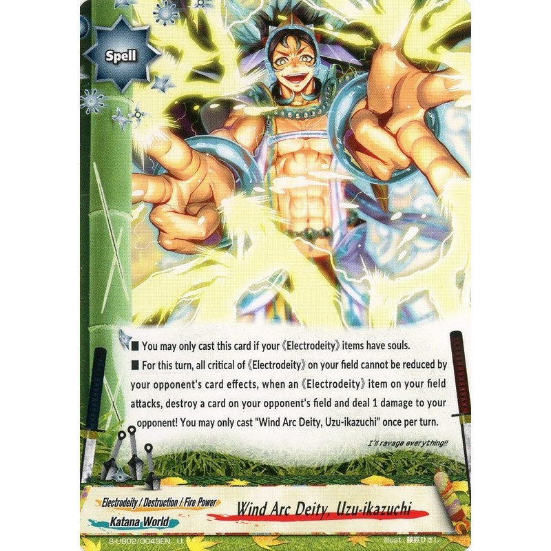 buddyfight-tcg-card-foil-s-ub02-0043en-foil-u-wind-arc-deity-uzu-ikazuchi-miracle-fighters-miko-mel