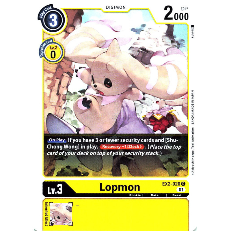 Digimon_TCG_EX2-020_Lopmon_Common_Digital_Hazard_Card_Game