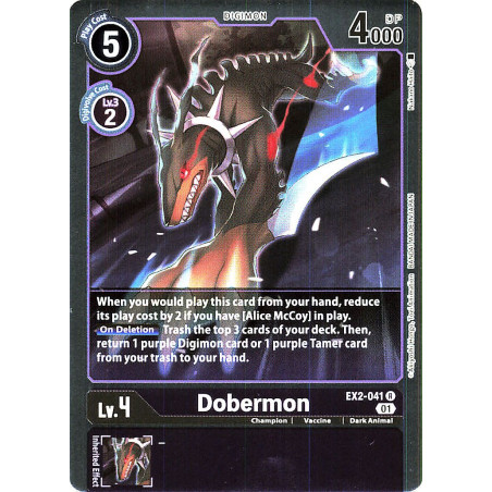 Digimon_TCG_EX2-041_Dobermon_Rare_Digital_Hazard_Card_Game