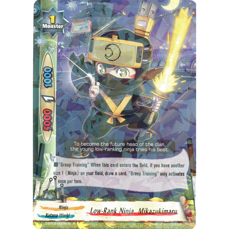buddyfight-tcg-card-d-bt02-0028en-r-low-rank-ninja-mikazukimaru-roar-invincible-dragon