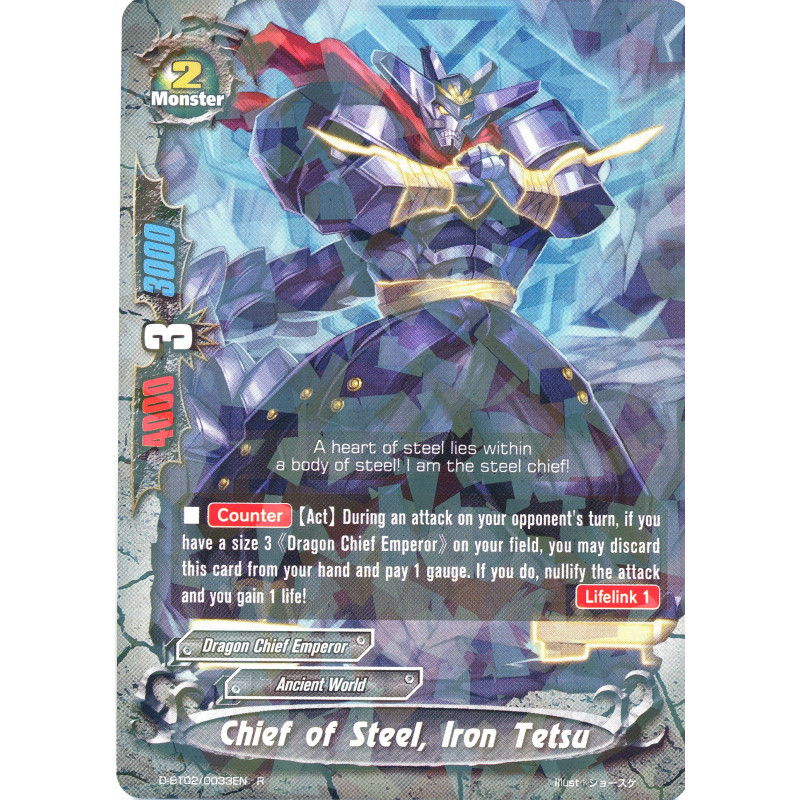 buddyfight-tcg-card-foil-d-bt02-0033en-foil-r-chief-of-steel-iron-tetsu-roar-invincible-dragon