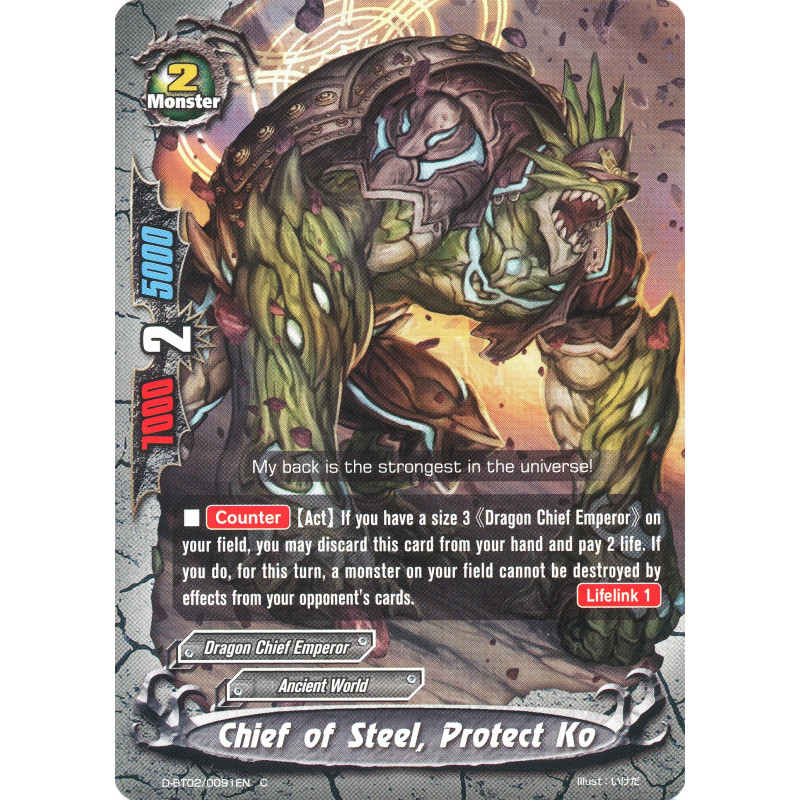 buddyfight-tcg-card-foil-d-bt02-0091en-foil-c-chief-of-steel-protect-ko-roar-invincible-dragon