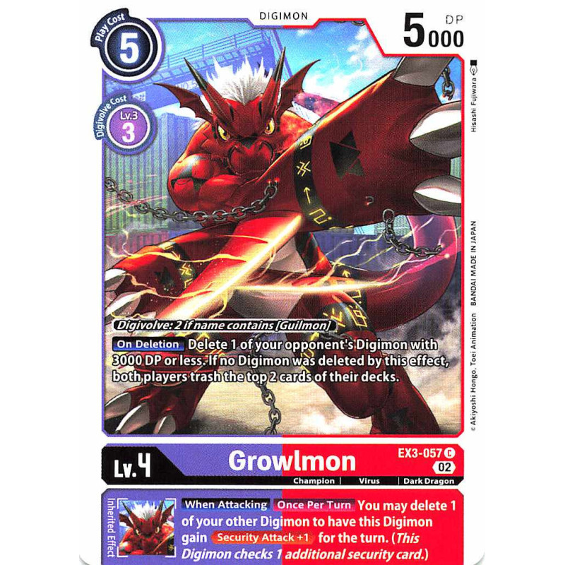 Digimon_TCG_EX3-057_Growlmon_Common_Draconic_Roar_Card_Game