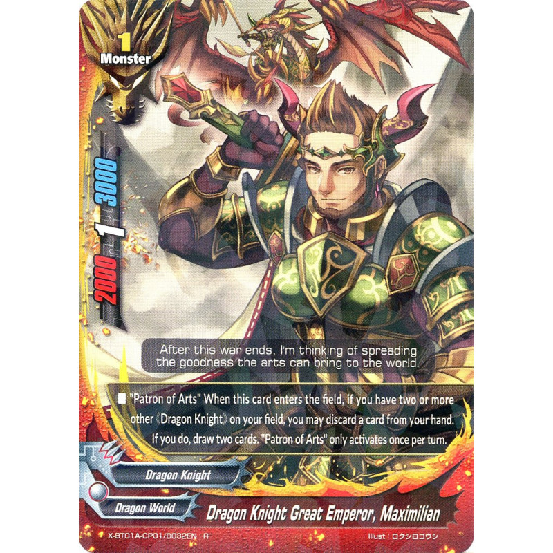 buddyfight-tcg-card-x-bt01a-cp01-0032en-r-dragon-knight-great-emperor-maximilian-crossing-generations