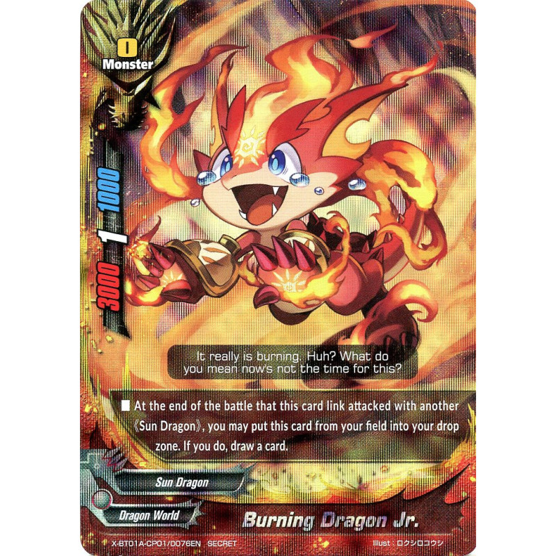 buddyfight-tcg-card-foil-x-bt01a-cp01-0076en-secret-foil-burning-dragon-jr-crossing-generations