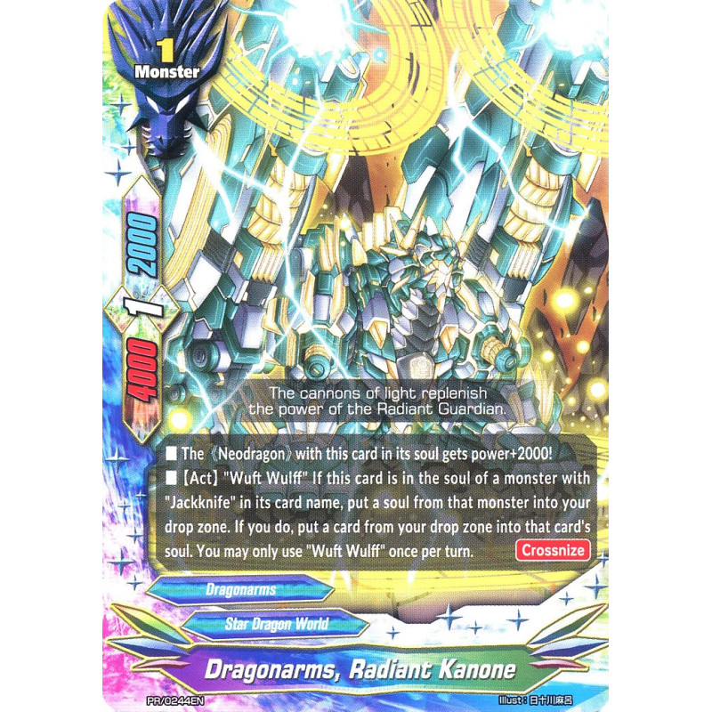 buddyfight-tcg-card-x-bt01a-pr0244en-pr-dragonarms-radiant-kanone-crossing-generations