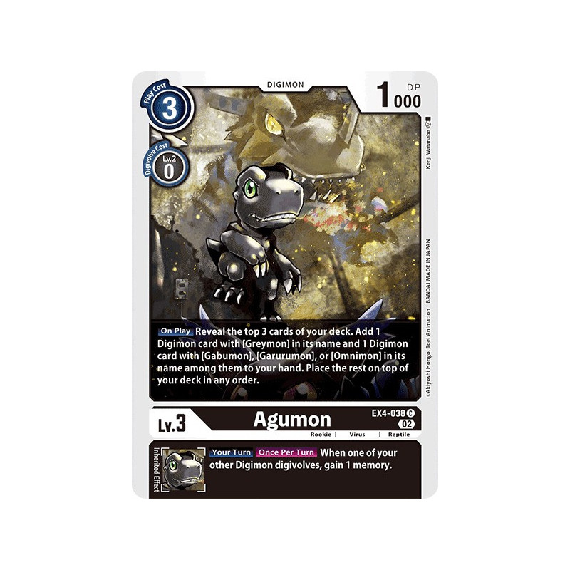 Digimon_TCG_EX4-038_Agumon_Common_Alternative_Being_Card_Game
