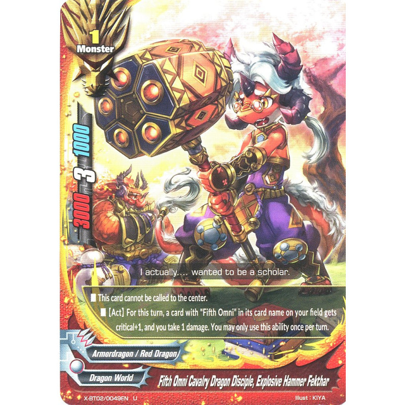 buddyfight-tcg-card-x-bt02-0049en-u-fifth-omni-cavalry-dragon-disciple-explosive-hammer-fekthar-chaos-control
