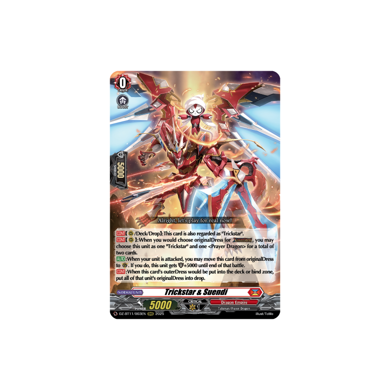 Vanguard_TCG_card_DZ-BT11_003EN_RRR_Trickstar_Suendi_Symphony_of_Might_Bloom