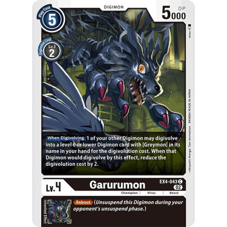 Digimon_TCG_EX4-043_Garurumon_Common_Alternative_Being_Card_Game