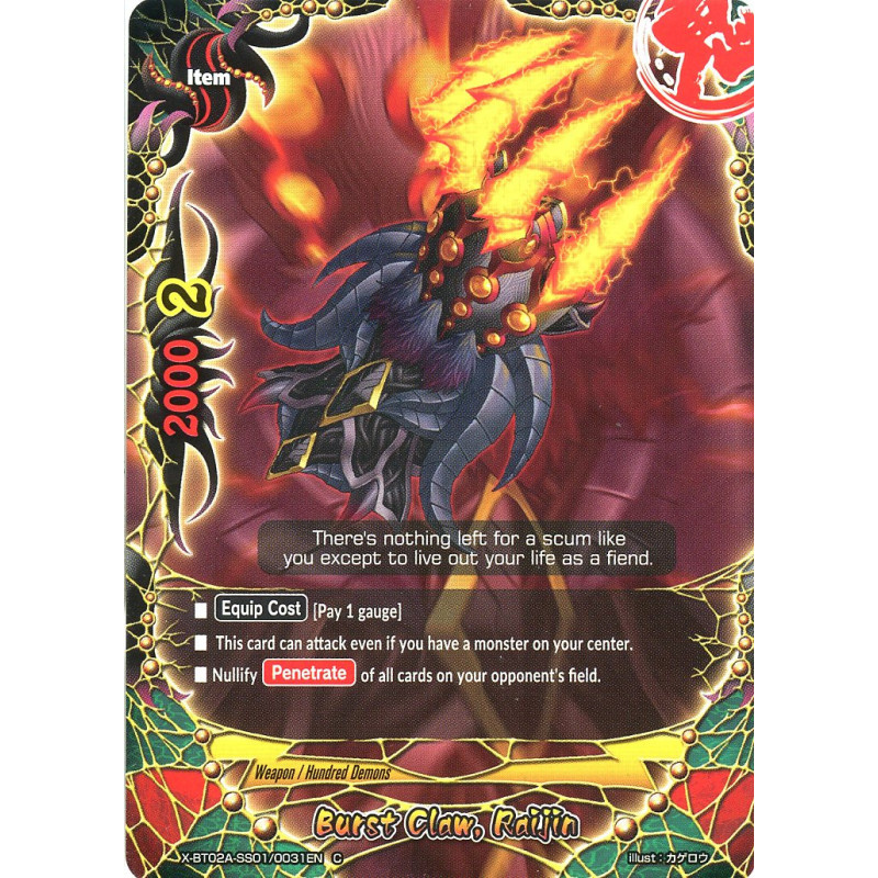 buddyfight-tcg-card-foil-x-bt02a-ss01-0031en-foil-c-burst-claw-raijin-evolution-mutation