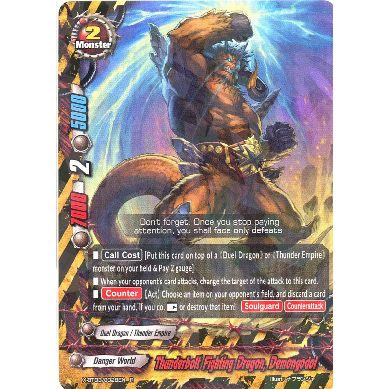 buddyfight-tcg-card-x-bt03-0028en-r-thunderbolt-fighting-dragon-demongodol-overturn-thunder-empire