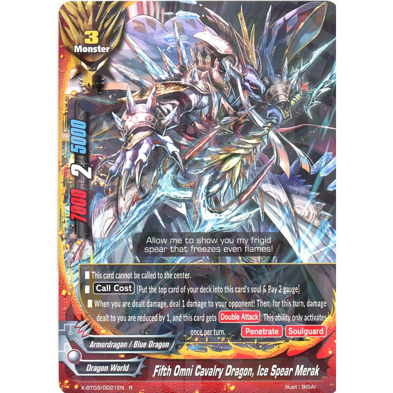 buddyfight-tcg-card-foil-x-bt03-0021en-foil-r-fifth-omni-cavalry-dragon-ice-spear-merak-overturn-thunder-empire