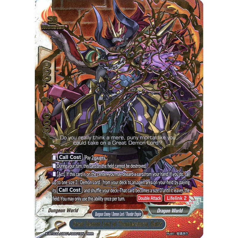 buddyfight-tcg-card-x-bt03a-ub01-0001en-rrr-great-demon-lord-of-thunderstorm-batzz-lvl-up-heroes-adventurers