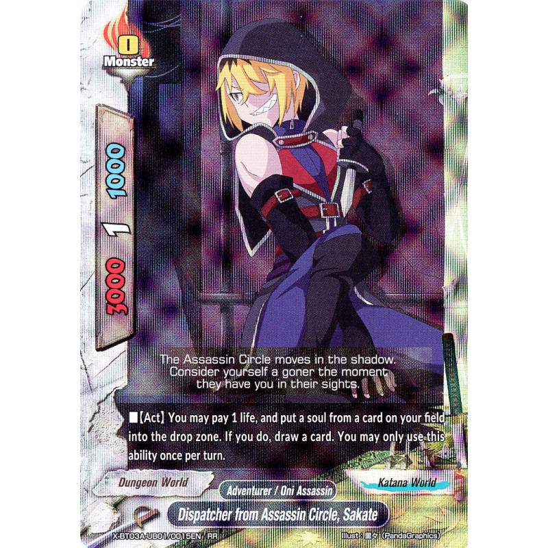 buddyfight-tcg-card-x-bt03a-ub01-0015en-rr-dispatcher-from-assasin-circle-sakate-lvl-up-heroes-adventurers
