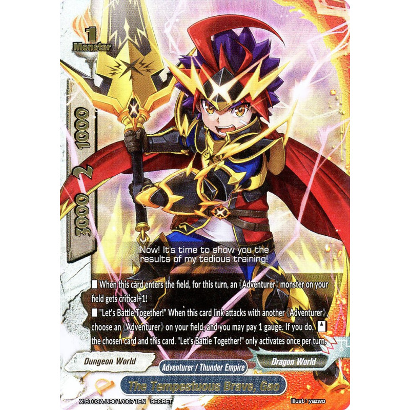 buddyfight-tcg-card-x-bt03a-ub01-0071en-secret-the-tempestuous-brave-gao-lvl-up-heroes-adventurers