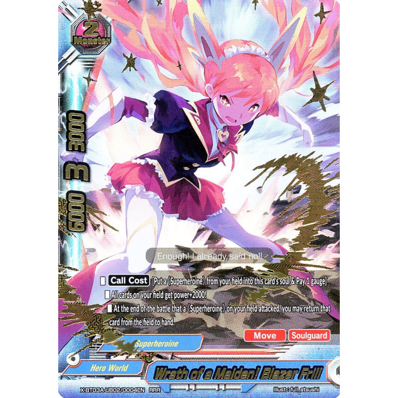 buddyfight-tcg-card-x-bt03a-ub02-0004en-rrr-wrath-of-a-maiden-blazer-frill-lvl-up-heroes-adventurers