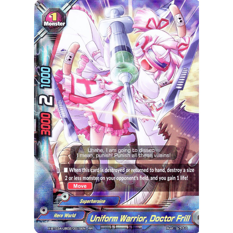 buddyfight-tcg-card-x-bt03a-ub02-0015en-rr-uniform-warrior-doctor-frill-lvl-up-heroes-adventurers