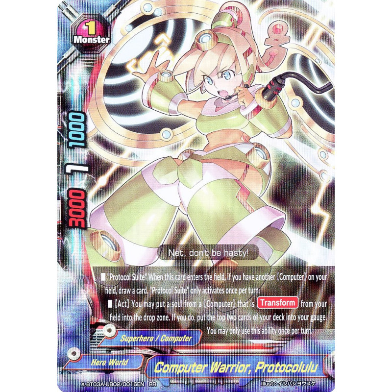 buddyfight-tcg-card-x-bt03a-ub02-0016en-rr-computer-warrior-protocolulu-lvl-up-heroes-adventurers