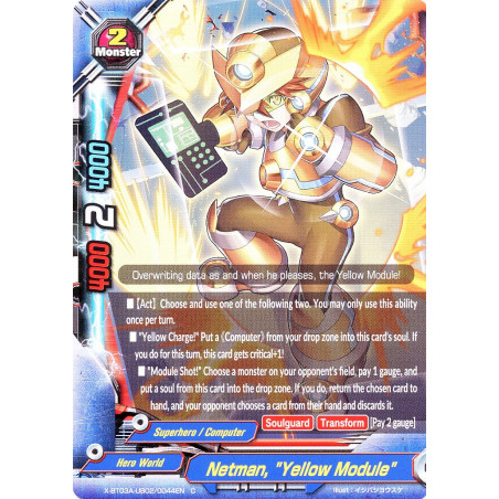 buddyfight-tcg-card-x-bt03a-ub02-0044en-c-netman-yellow-module-lvl-up-heroes-adventurers