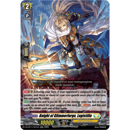 Vanguard_TCG_card_DZ-BT11_031EN_RR_Knight_of_Glimmerforge_Logistilla_Symphony_of_Might_Bloom