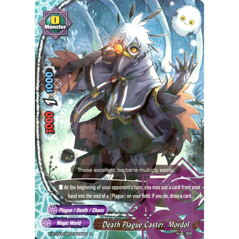 buddyfight-tcg-card-x-bt04a-ub03-0030en-r-death-plague-caster-mordol-new-world-chaos