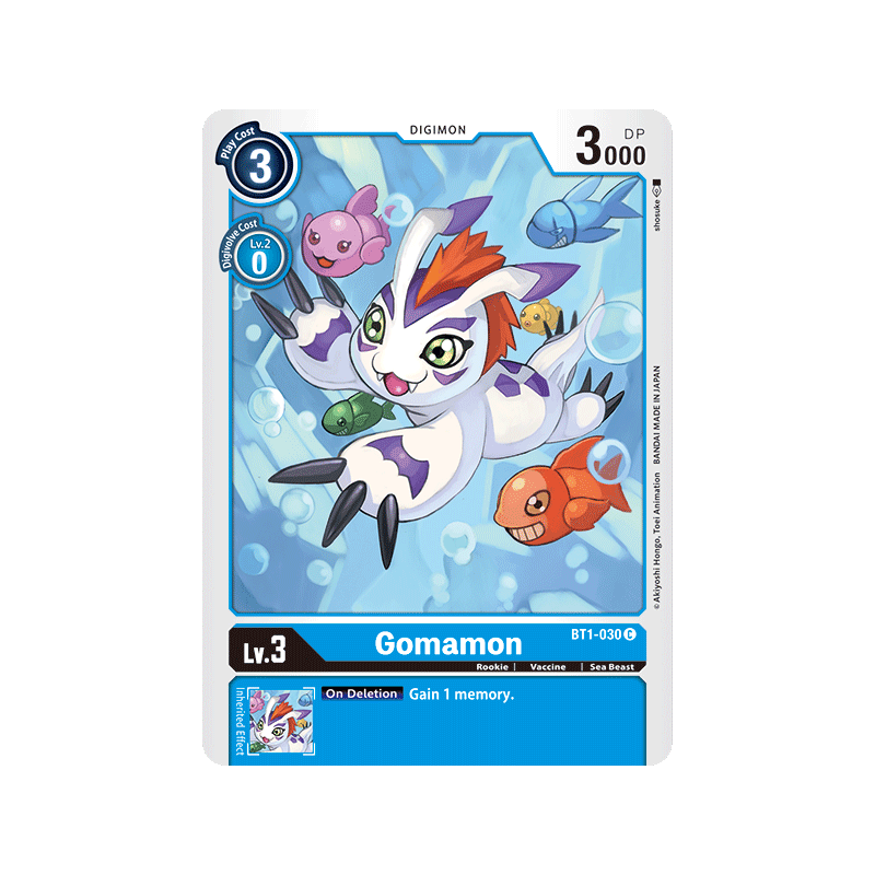 Digimon_TCG_BT1-030_Gomamon_Common_New_Evolution_Card_Game