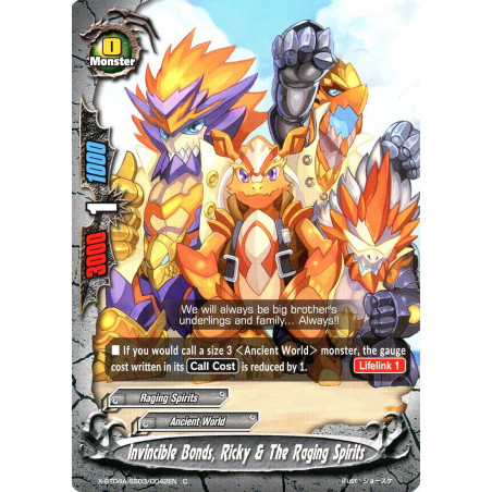 buddyfight-tcg-card-foil-x-bt04a-ss03-0042en-foil-c-invincible-bonds-ricky-the-raging-spirits-new-world-chaos