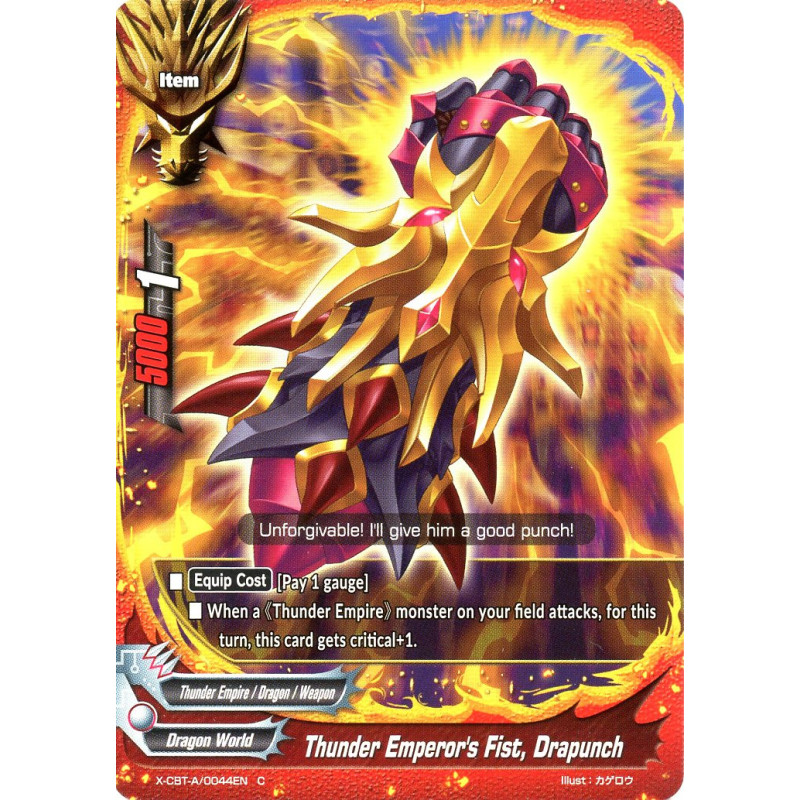 buddyfight-tcg-card-x-cbt-a-0044en-c-thunder-emperor-s-fist-drapunch-driven-to-disorder