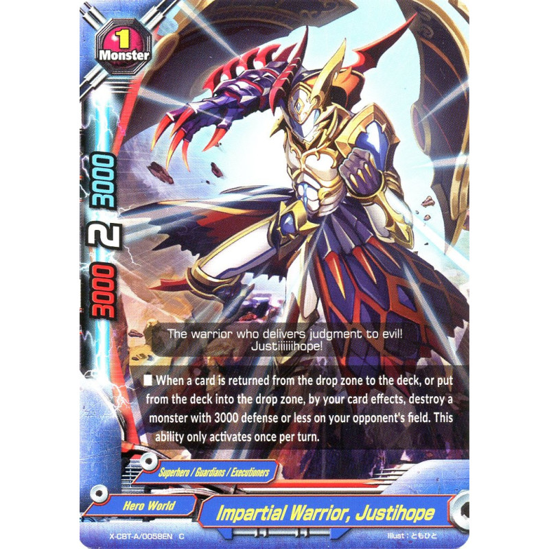 buddyfight-tcg-card-foil-x-cbt-a-0058en-foil-c-impartial-warrior-justihope-driven-to-disorder