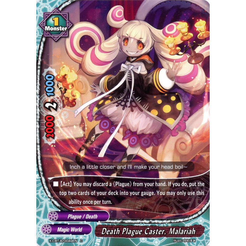 buddyfight-tcg-card-foil-x-cbt-b-0049en-foil-c-death-plague-caster-malariah-driven-to-disorder