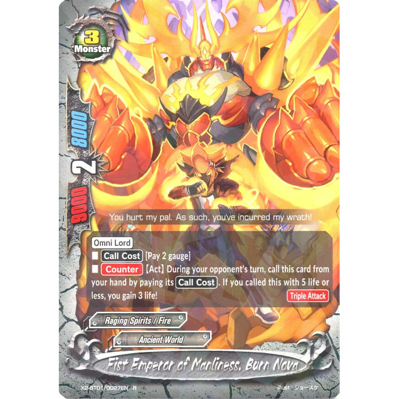 buddyfight-tcg-card-foil-x2-bt01-0027en-foil-r-fist-emperor-of-manliness-burn-nova-buddy-legends