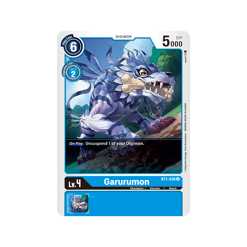 Digimon_TCG_BT1-036_Garurumon_Uncommon_New_Evolution_Card_Game