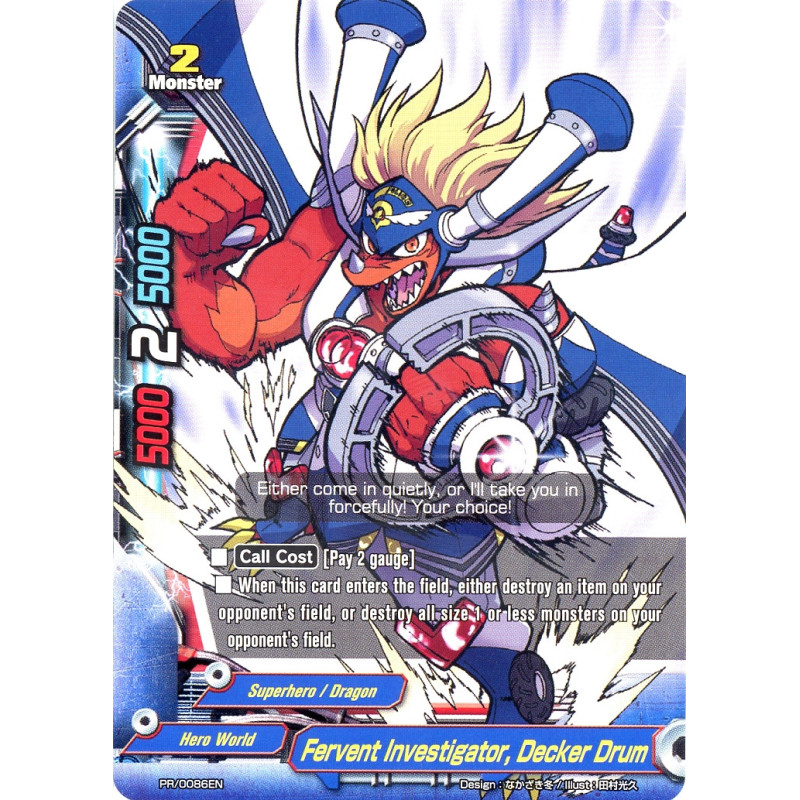 buddyfight-tcg-card-h-bt01-pr-0086en-pr-fervent-investigator-decker-drum-neo-enforcer-ver-e
