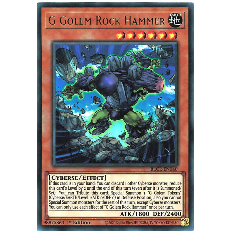 Yu-Gi-Oh-TCG-BLCR-EN040-UR-G-Golem-Rock-Hammer-Battles-of-Legend-Crystal-Revenge