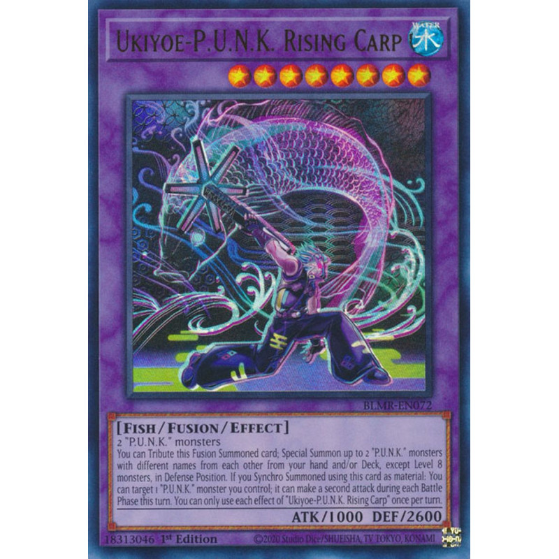 Yu-Gi-Oh-TCG-BLMR-EN072-UR-Ukiyoe-P-U-N-K-Rising-Carp-Battles-of-Legend-Monstrous-Revenge
