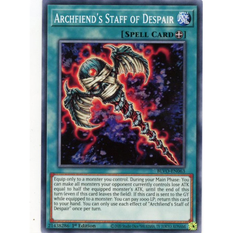 Yu-Gi-Oh-TCG-BLVO-EN063-C-Archfiend-s-Staff-of-Despair-Blazing-Vortex