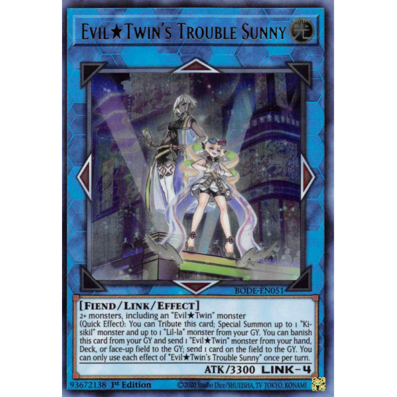 Yu-Gi-Oh-TCG-BODE-EN051-UR-Evil-Twin-s-Trouble-Sunny-Burst-of-Destiny