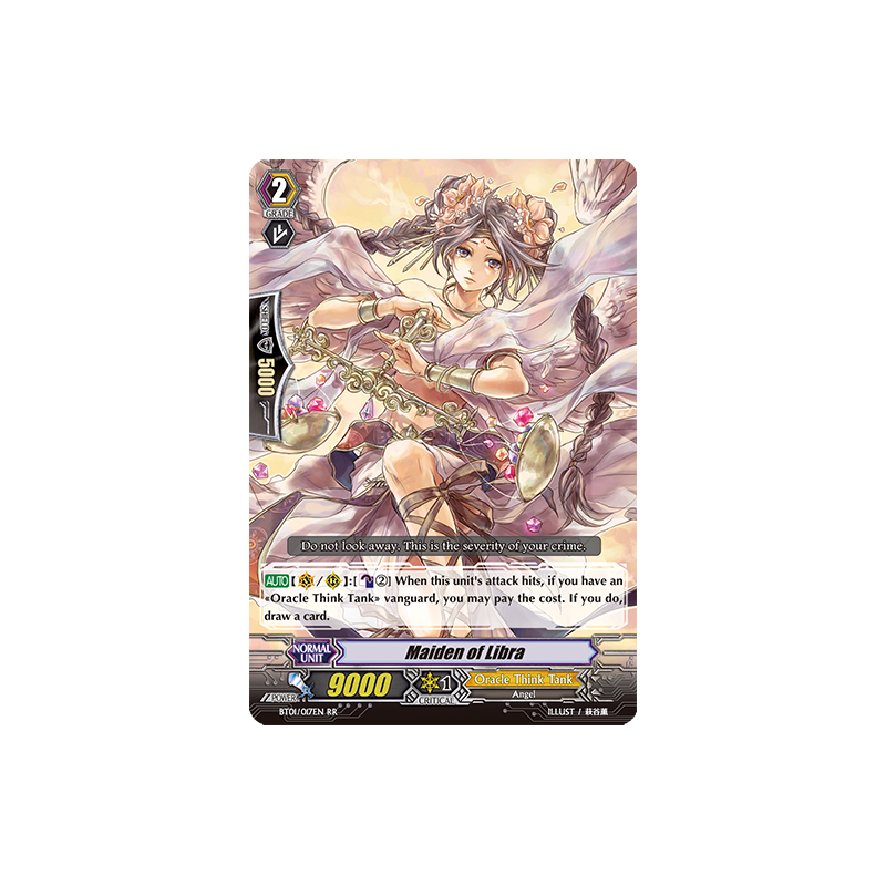 Vanguard_TCG_card_BT01_017EN_RR_Maiden_of_Libra_Descent_of_the_King_of_Knights