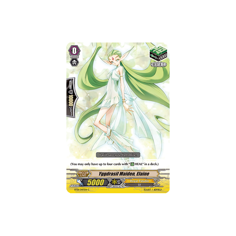 Vanguard_TCG_card_BT01_047EN_C_Yggdrasil_Maiden_Elaine_Descent_of_the_King_of_Knights