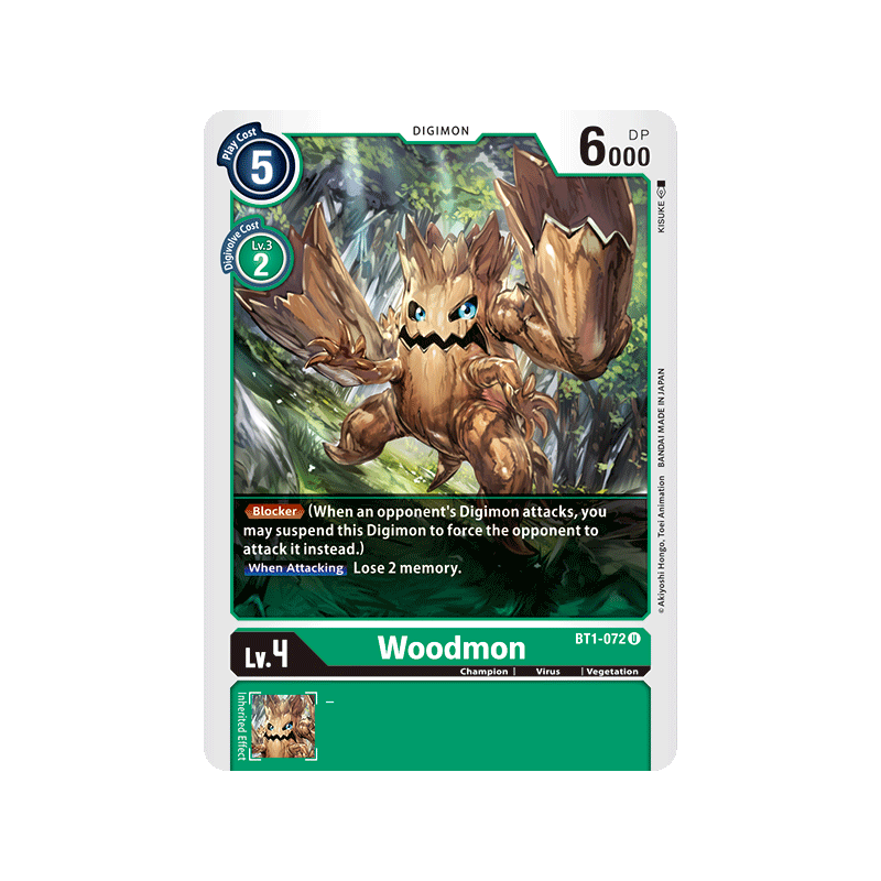 Digimon_TCG_BT1-072_Woodmon_Uncommon_New_Evolution_Card_Game