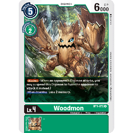 Digimon_TCG_BT1-072_Woodmon_Uncommon_New_Evolution_Card_Game