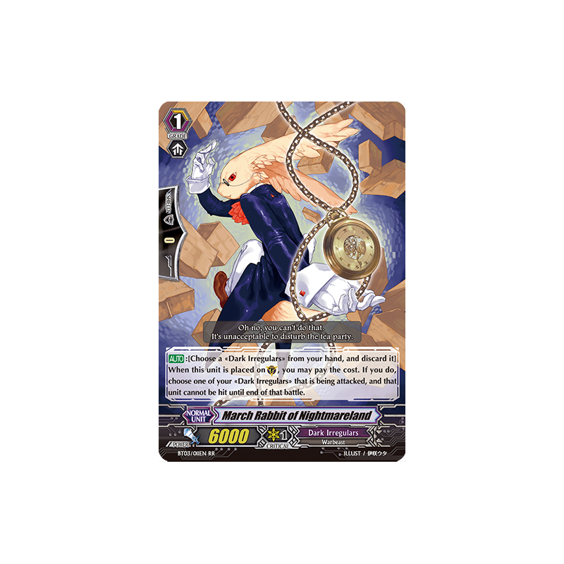 Vanguard_TCG_card_BT03_011EN_RR_March_Rabbit_of_Nightmareland_Demonic_Lord_Invasion