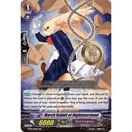 Vanguard_TCG_card_BT03_011EN_RR_March_Rabbit_of_Nightmareland_Demonic_Lord_Invasion